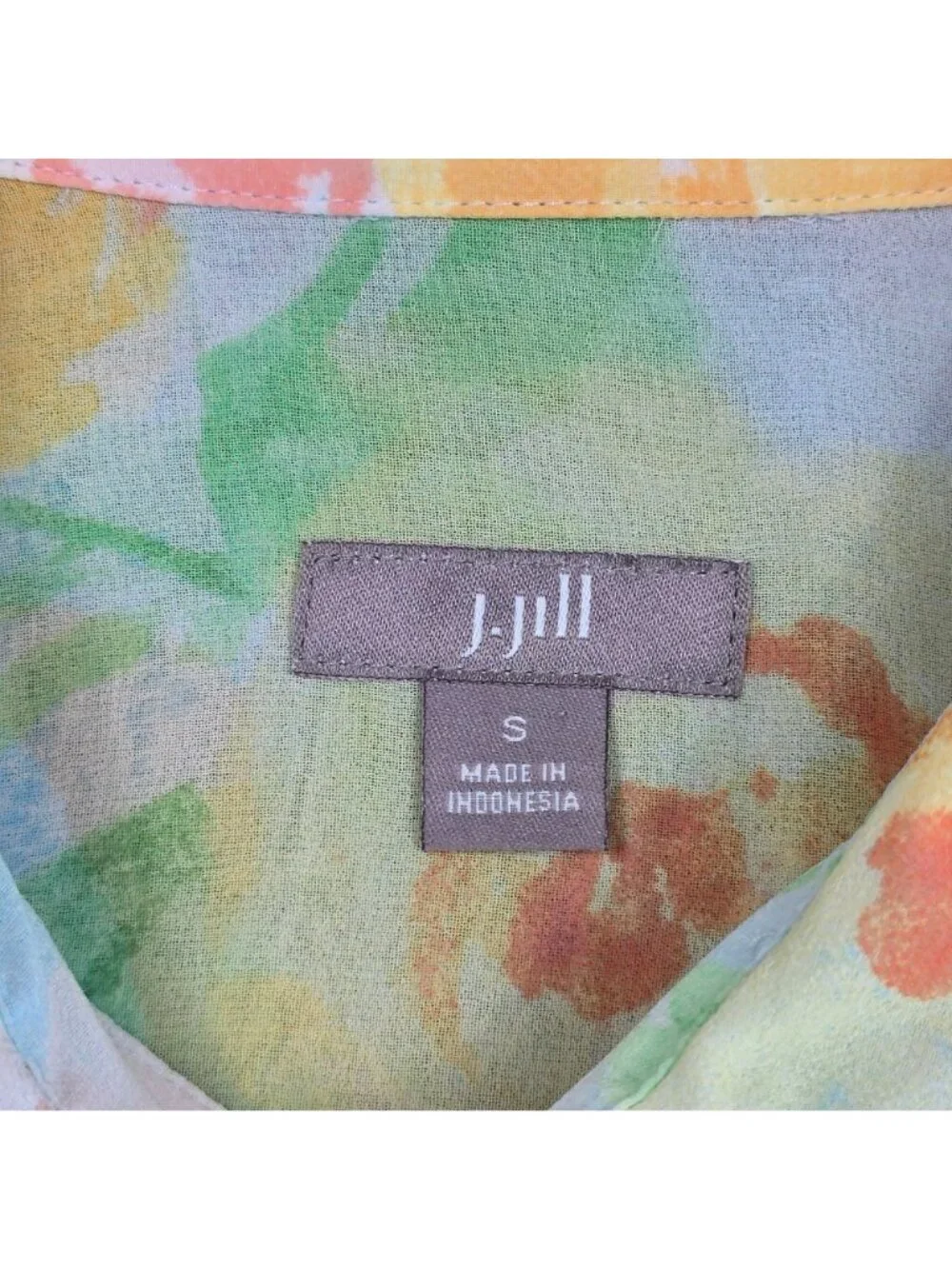 J Jill Small Womens Sheer Button-Up Floral Blouse Multi-Color Lightweight Polyes - Picture 2 of 6